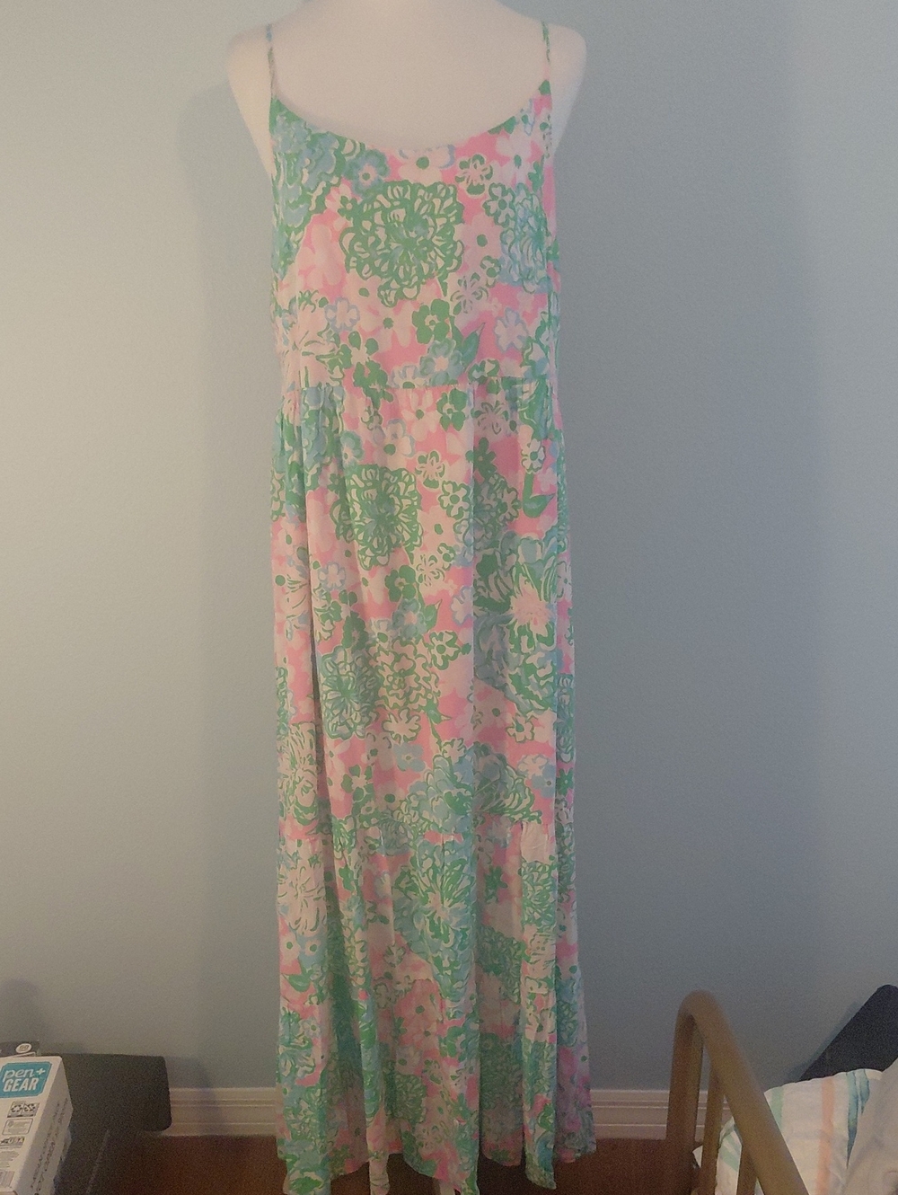 NWT Lilly Pulitzer Pink, Green & Light Blue Floral Maxi Sundress.